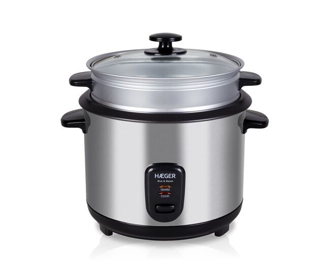Arrozeira électrique haeger rice & steam - 1.8 l, 700w, inox