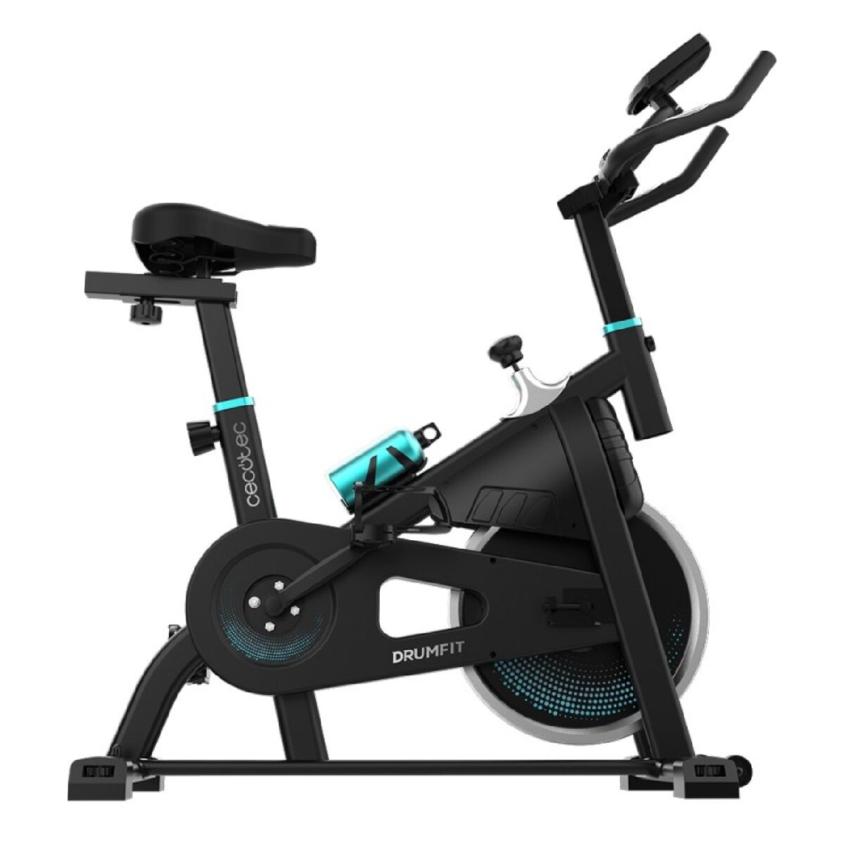 Cecotec Bicicleta indoor com volante de inércia de 10 kg, resistência manual, monitor LCD, suporte de dispositivos, garrafa e porta-garrafas.