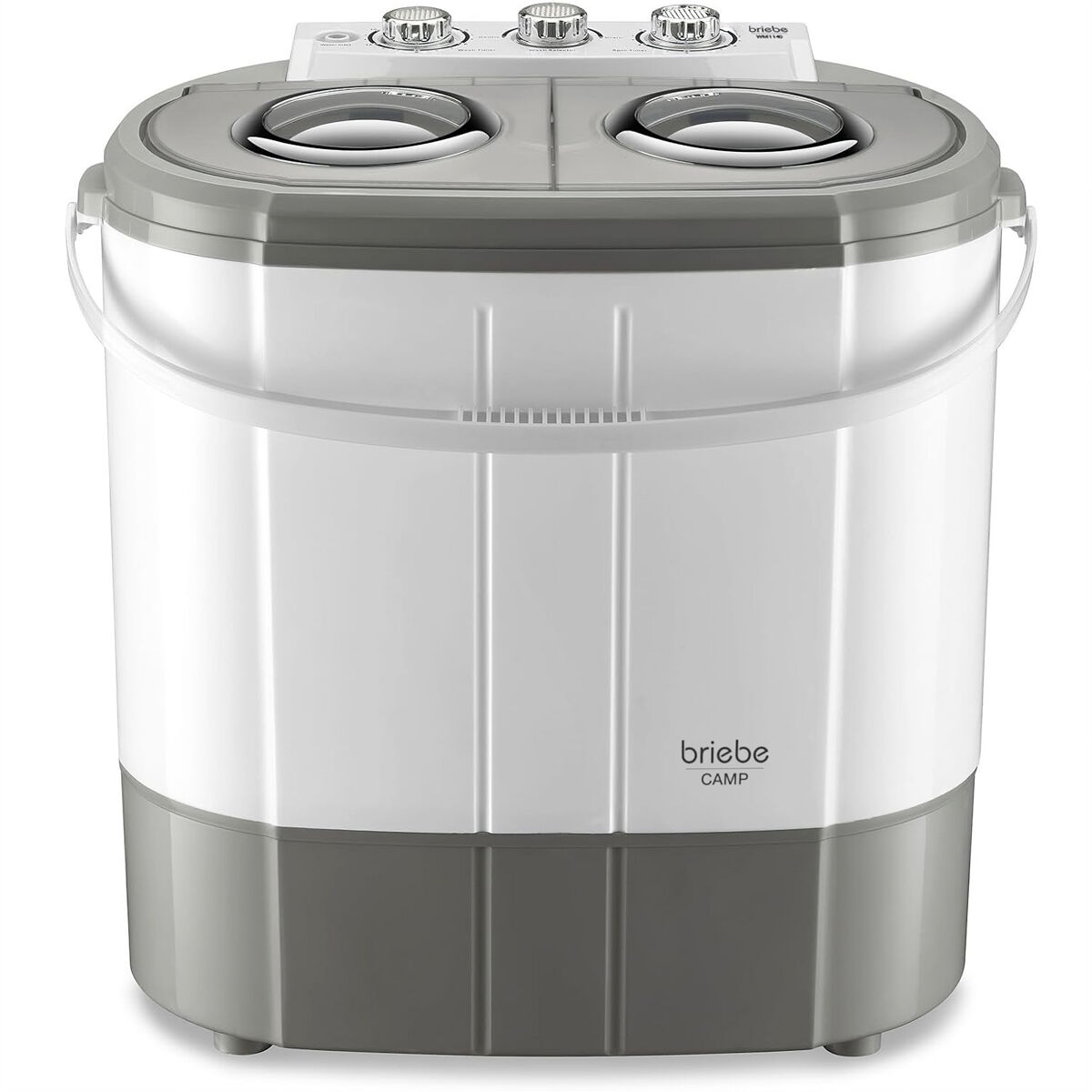 Briebe wm1140 mini machine de lavar roupa portable com centrifugadora, ideal para campismo, 3kg, 2 compartimentos, 190 , gris blanc