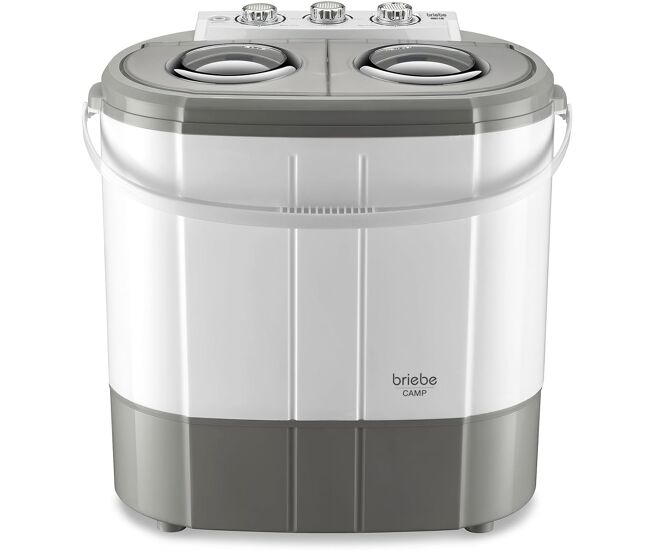 Briebe wm1140 mini machine de lavar roupa portable com centrifugadora, ideal para campismo, 3kg, 2 compartimentos, 190 , gris blanc