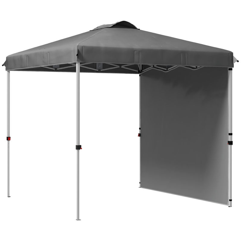 Outsunny tenda dobrável 2,5x2,5 m altura ajustável tenda de jardim com 1 parede lateral teto com ventilação e bolsa de transporte para acampamento festas gris escuro