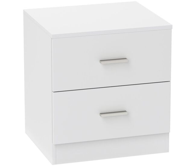 Homcom mesa de cabeceira moderna, mesa de cabeceira para quarto com 2 gavetas, mesa auxiliar para sala, quarto, vestiário, 45x39,5x49 cm, branco