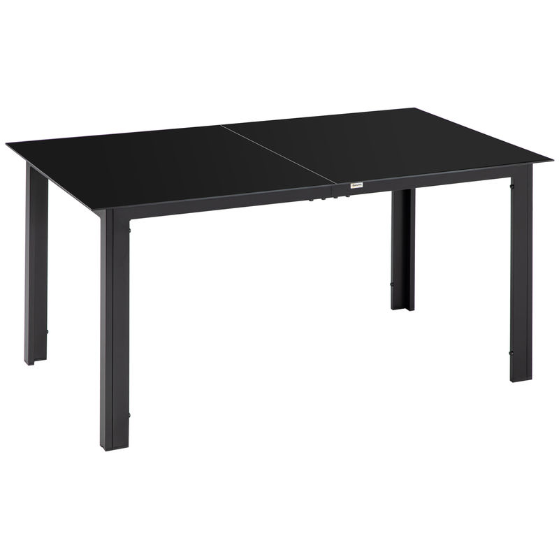 Outsunny mesa de jardim retangular para 6 pessoas mesa de jantar exterior com estrutura de alumínio e bancada de vidro temperado carga 50 kg para