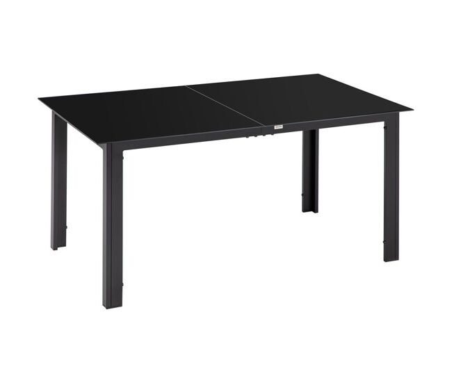 Outsunny mesa de jardim retangular para 6 pessoas mesa de jantar exterior com estrutura de alumínio e bancada de vidro temperado carga 50 kg para