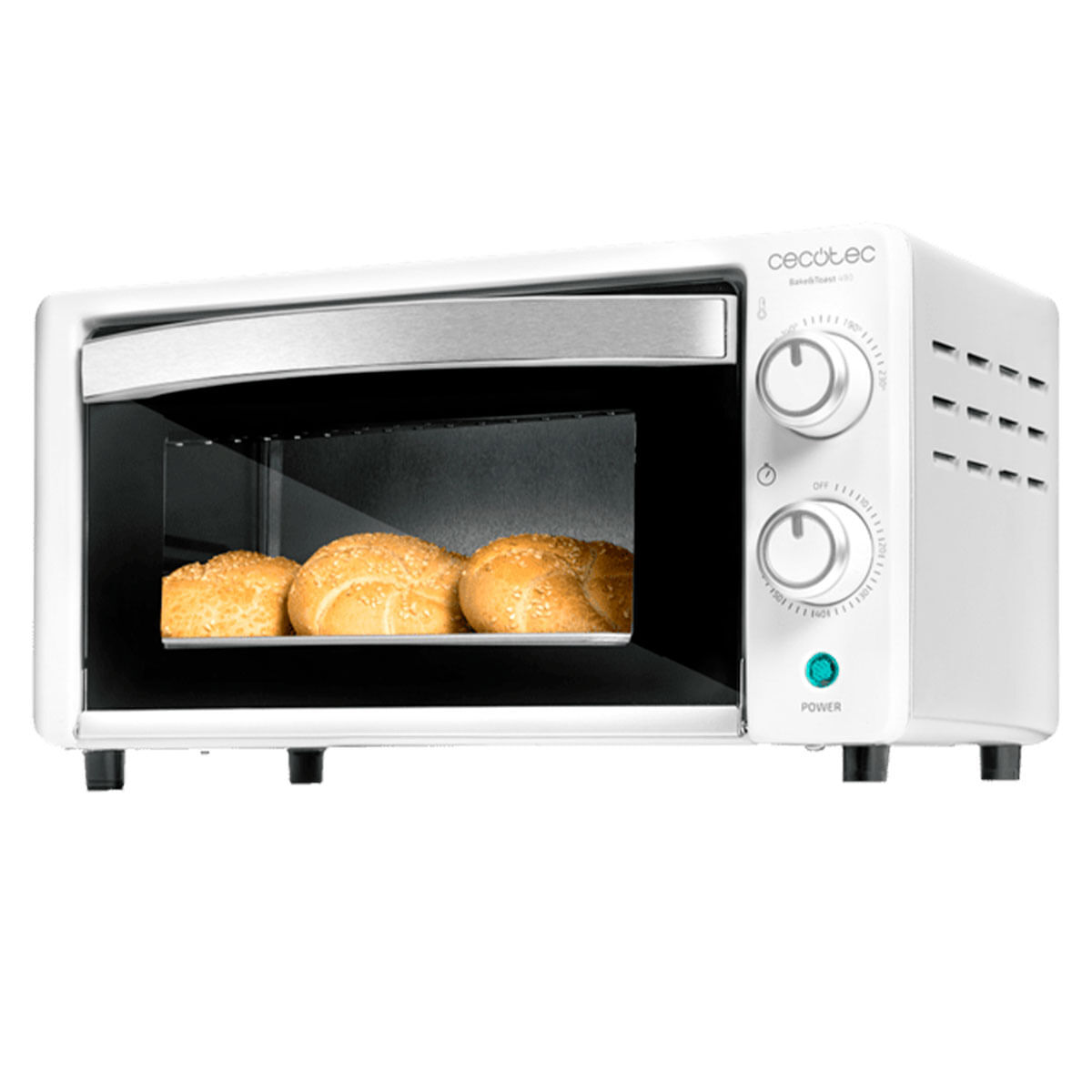 Cecotec mini-forno elétrico multifunções, 10 litros de capacidade e porta com vidro duplo.