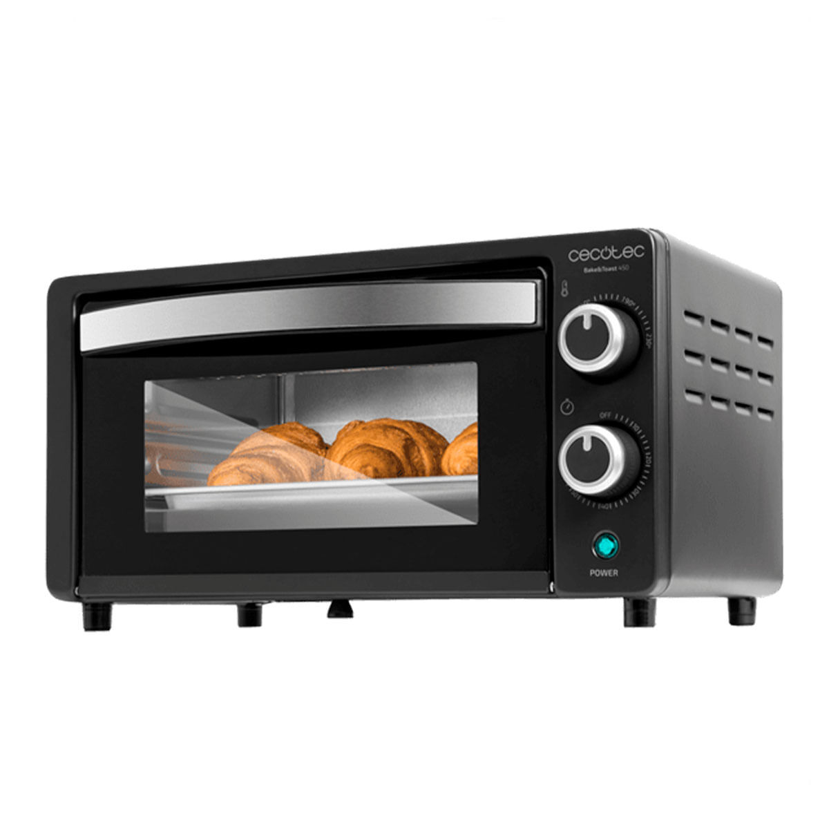 Cecotec mini-forno elétrico multifunções, 10 litros de capacidade e porta com vidro duplo.