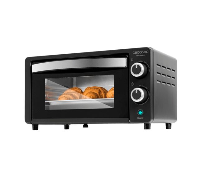 Cecotec mini-forno elétrico multifunções, 10 litros de capacidade e porta com vidro duplo.