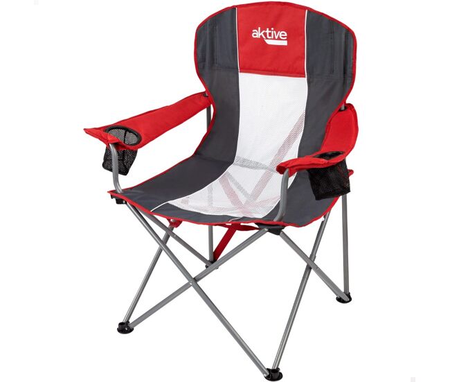 Cadeira de camping dobrável xl com porta-copos aktive