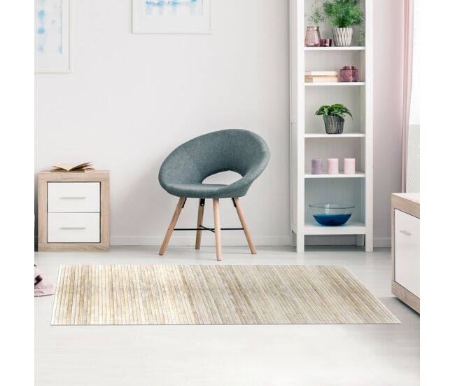 Tapete de bambu natural antiderrapante interior e exterior bege 140 x 200 cm