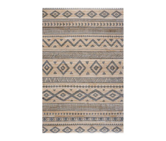 Tapete de bambu natural antiderrapante interior e exterior étnico cinza 140 x 200 cm