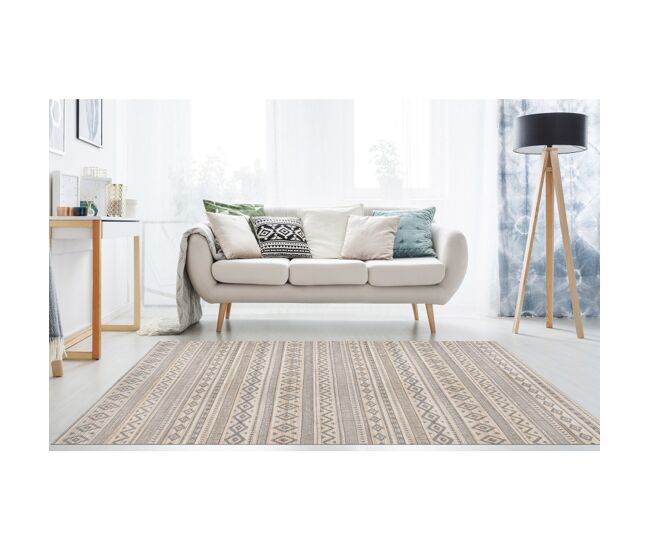 Tapete de bambu natural antiderrapante interior e exterior étnico cinza 160 x 230 cm