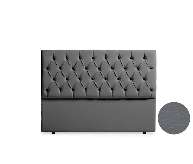 Cabeceira estofada capri pele sintética 220x120x12 cm - cinza escuro - moonia