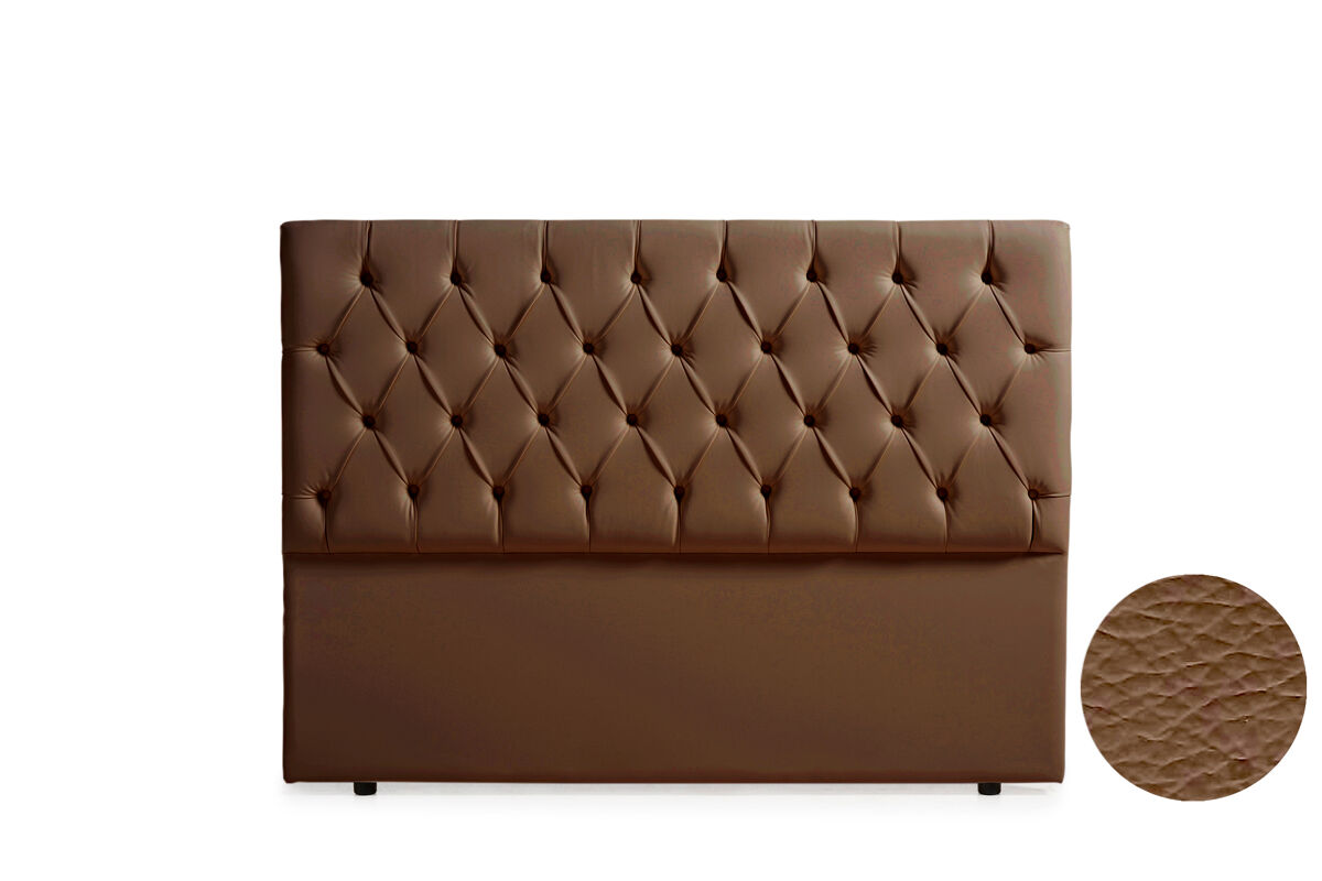 Cabeceira estofada capri pele sintética 220x120x12 cm - castanho - moonia
