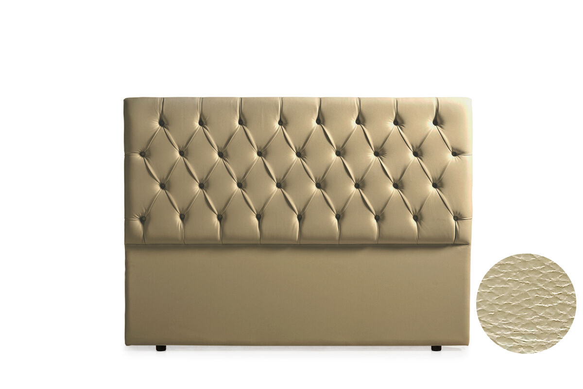 Cabeceira estofada capri pele sintética 100x120x12 cm - dourado - moonia