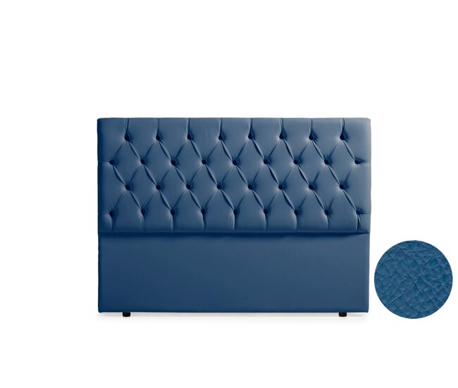 Cabeceira estofada capri pele sintética 160x120x12 cm - azul escuro - moonia