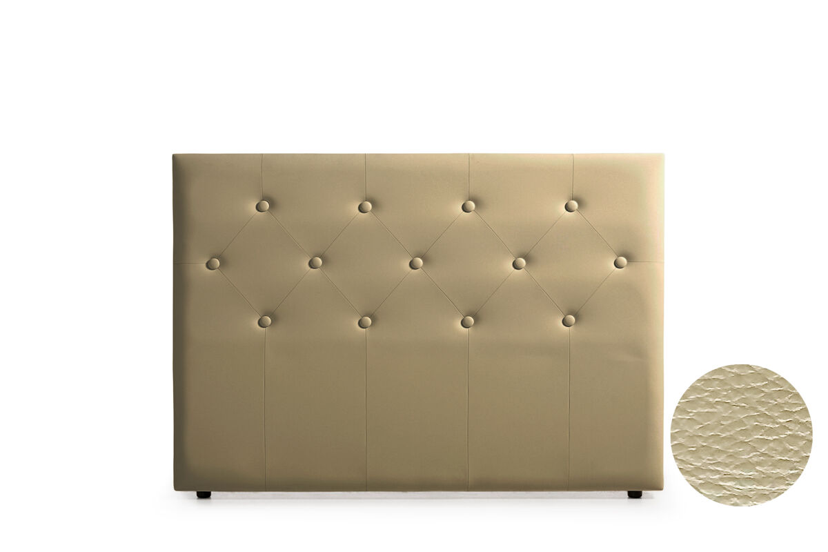 Cabeceira estofada victoria pele sintética 220x115x12 cm - dourado - moonia