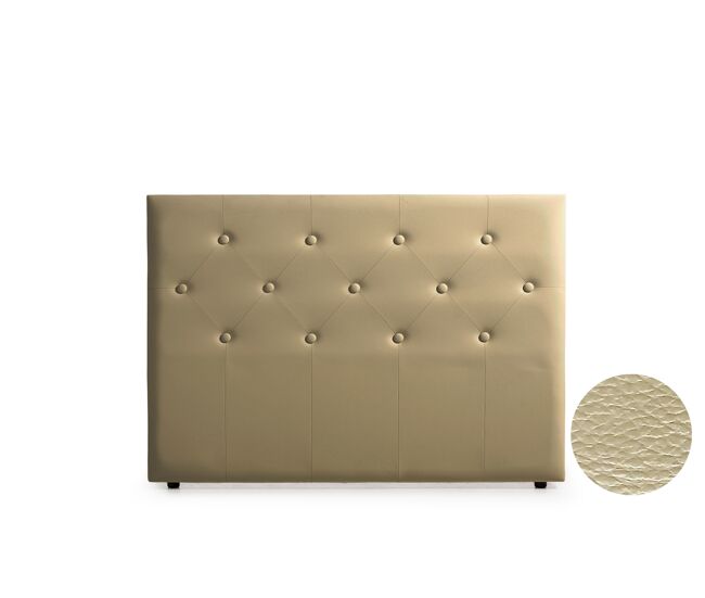 Cabeceira estofada victoria pele sintética 220x115x12 cm - dourado - moonia