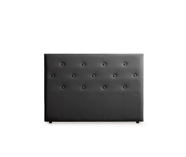 Cabeceira estofada victoria pele sintética 210x115x12 cm - cinza escuro - moonia