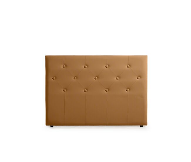 Cabeceira estofada victoria pele sintética 170x115x12 cm - castanho claro - moonia