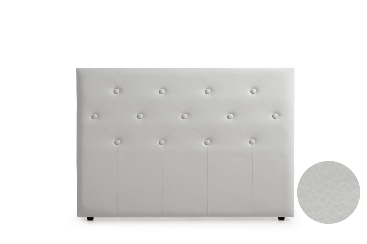 Cabeceira estofada victoria pele sintética 190x115x12 cm - cinza claro - moonia