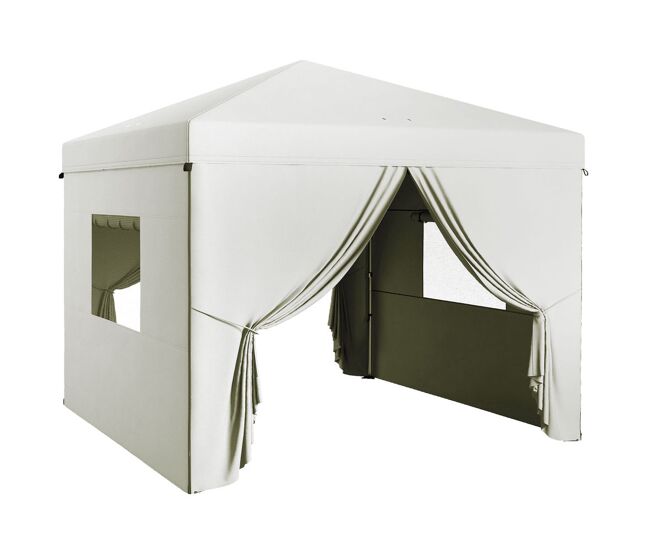 Outsunny tenda dobrável 3x3 m tenda de jardim com 4 paredes laterais 2 janelas de malha altura ajustável bolsa de transporte impermeável e anti-uv