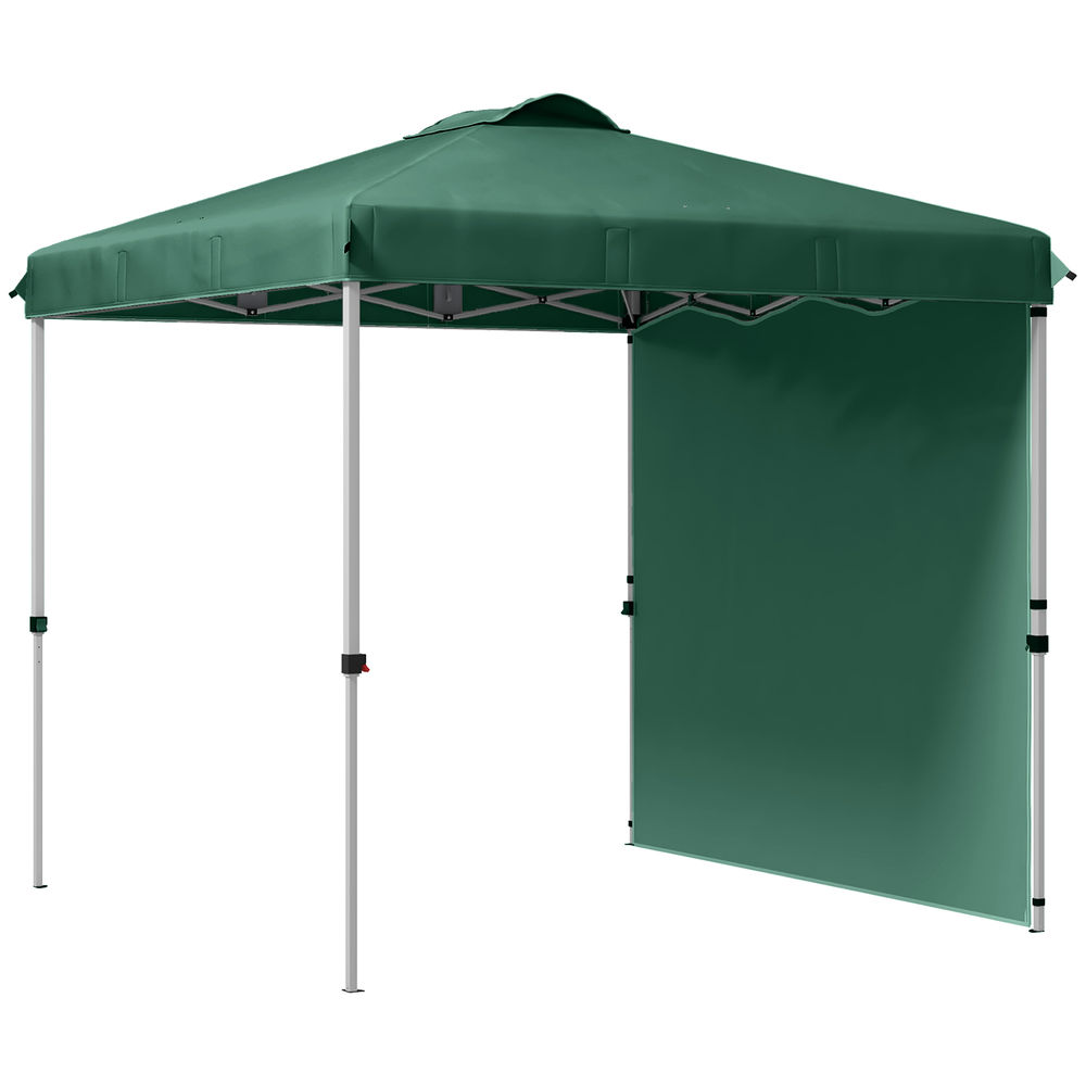 Outsunny tenda dobrável 2,5x2,5 m altura ajustável tenda de jardim com 1 parede lateral teto com ventilação e bolsa de transporte para acampamento