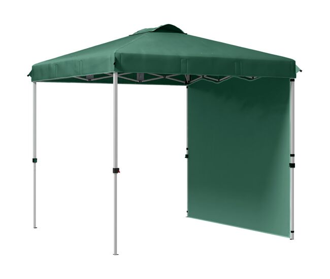 Outsunny tenda dobrável 2,5x2,5 m altura ajustável tenda de jardim com 1 parede lateral teto com ventilação e bolsa de transporte para acampamento