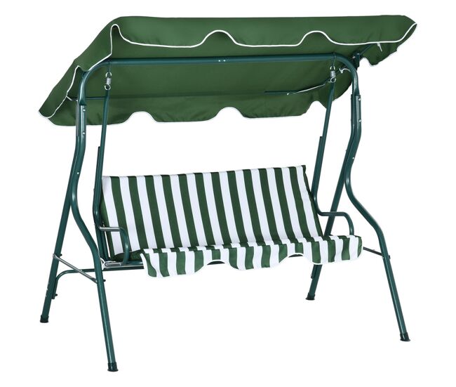 Outsunny baloiço de jardim para 2-3 pessoas, baloiço de exterior com toldo ajustável, impermeável e estrutura de aço, para jardim, varanda,