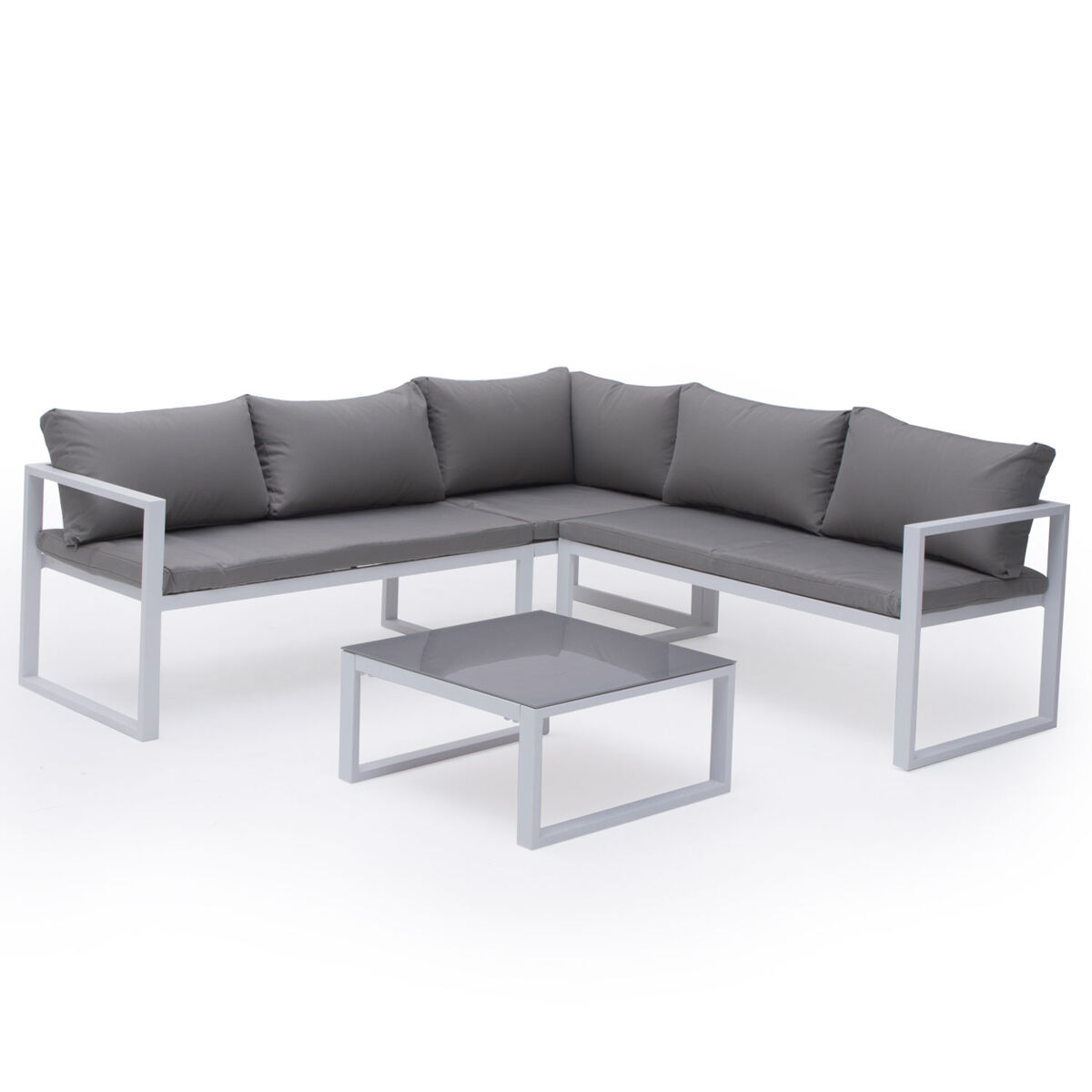 Conjunto de jardín ajustable ibiza tela gris 4 plazas - aluminio blanc