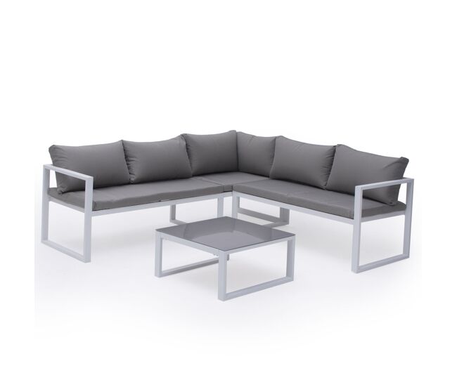 Conjunto de jardín ajustable ibiza tela gris 4 plazas - aluminio blanc