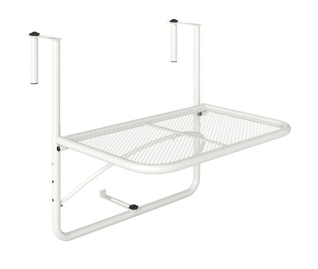 Outsunny mesa suspensa para varanda com braço regulável e altura ajustável em 3 posições estrutura de metal carga máxima 30 kg 60x56,5x45 cm branco