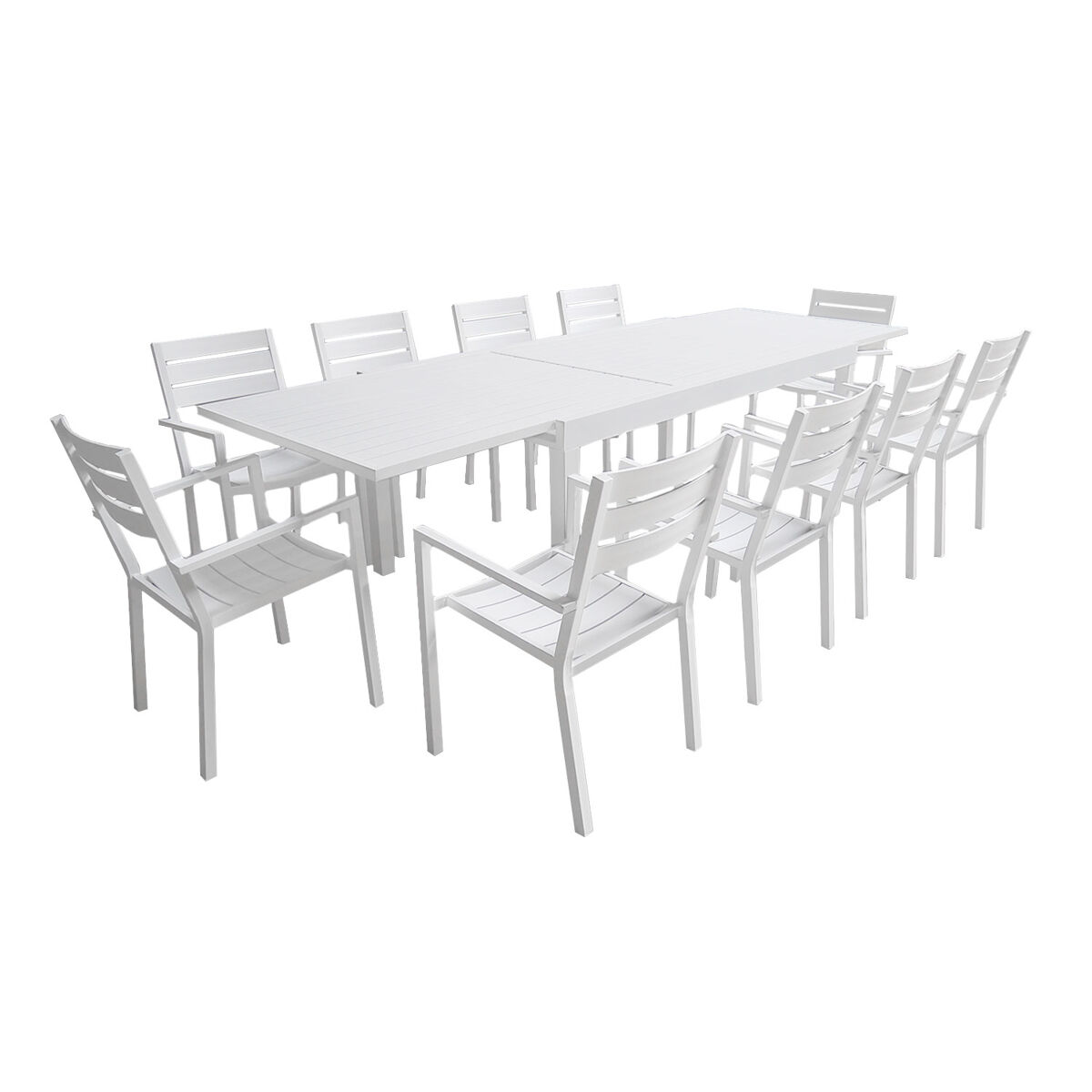 Conjunto de jardín extensible venezia  180-300 en aluminio 10 plazas - blanc