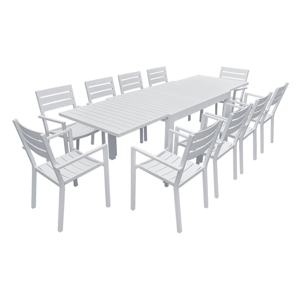 Conjunto de jardín extensible venezia 132-264 de 10 plazas - aluminio blanc