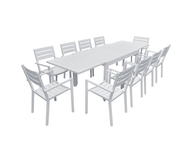 Conjunto de jardín extensible venezia 132-264 de 10 plazas - aluminio blanc