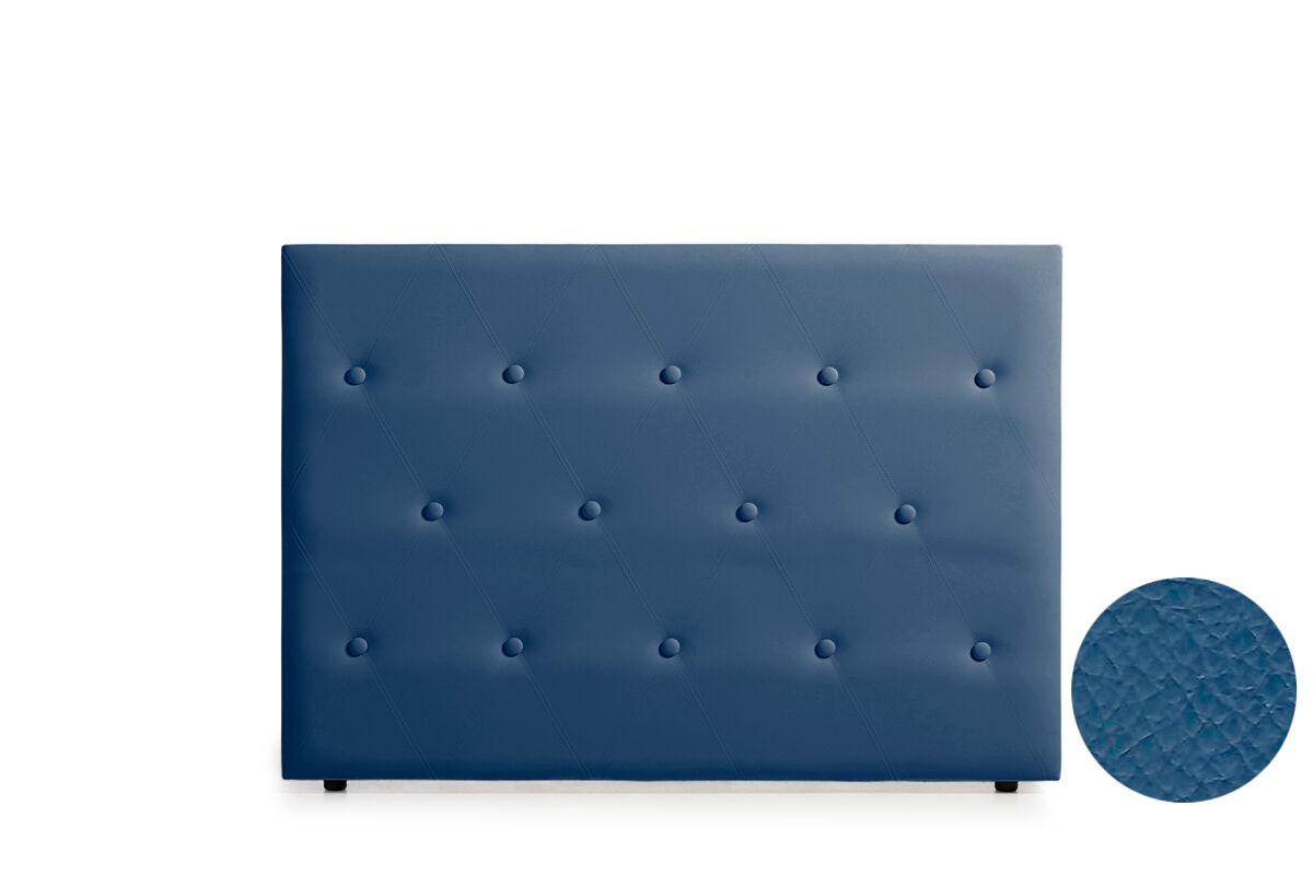 Cabeceira estofada venice pele sintética 130x115x12 cm - azul escuro - moonia