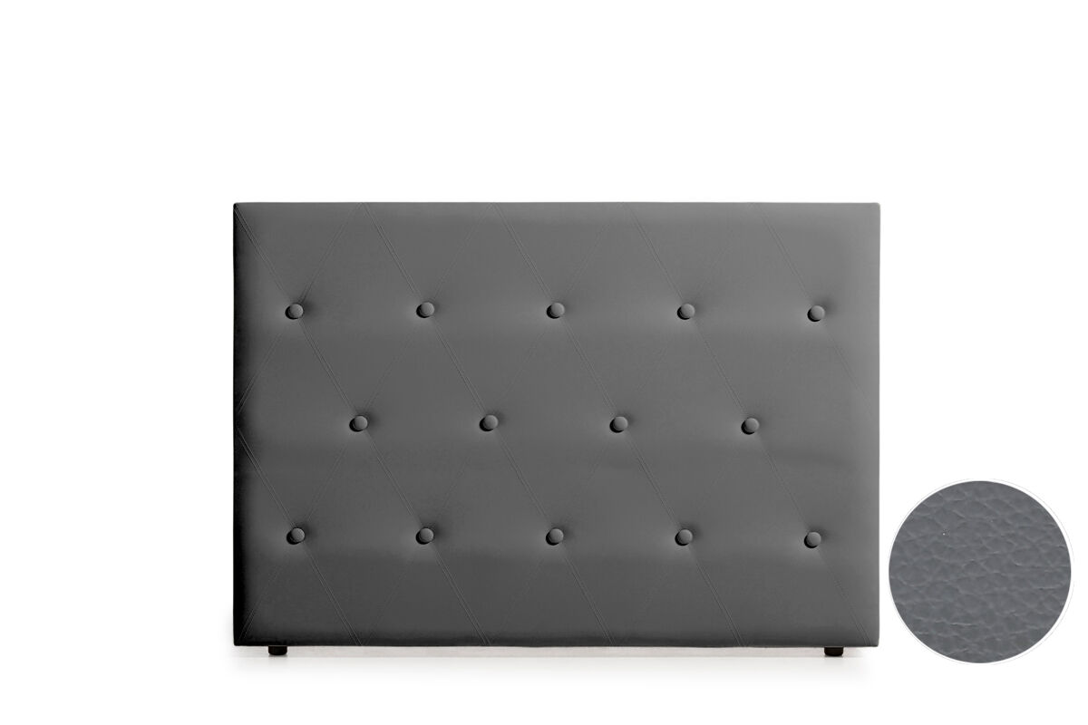 Cabeceira estofada venice pele sintética 130x115x12 cm - cinza escuro - moonia