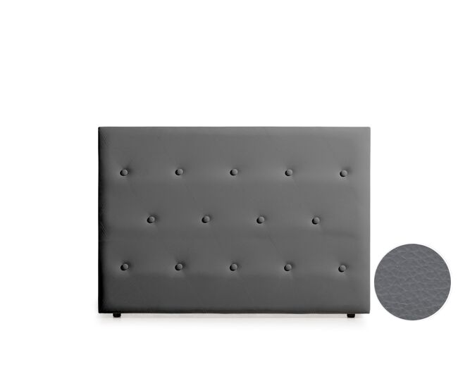 Cabeceira estofada venice pele sintética 130x115x12 cm - cinza escuro - moonia