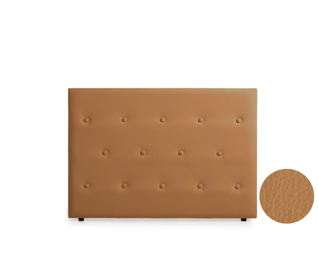 Cabeceira estofada venice pele sintética 170x115x12 cm - castanho claro - moonia