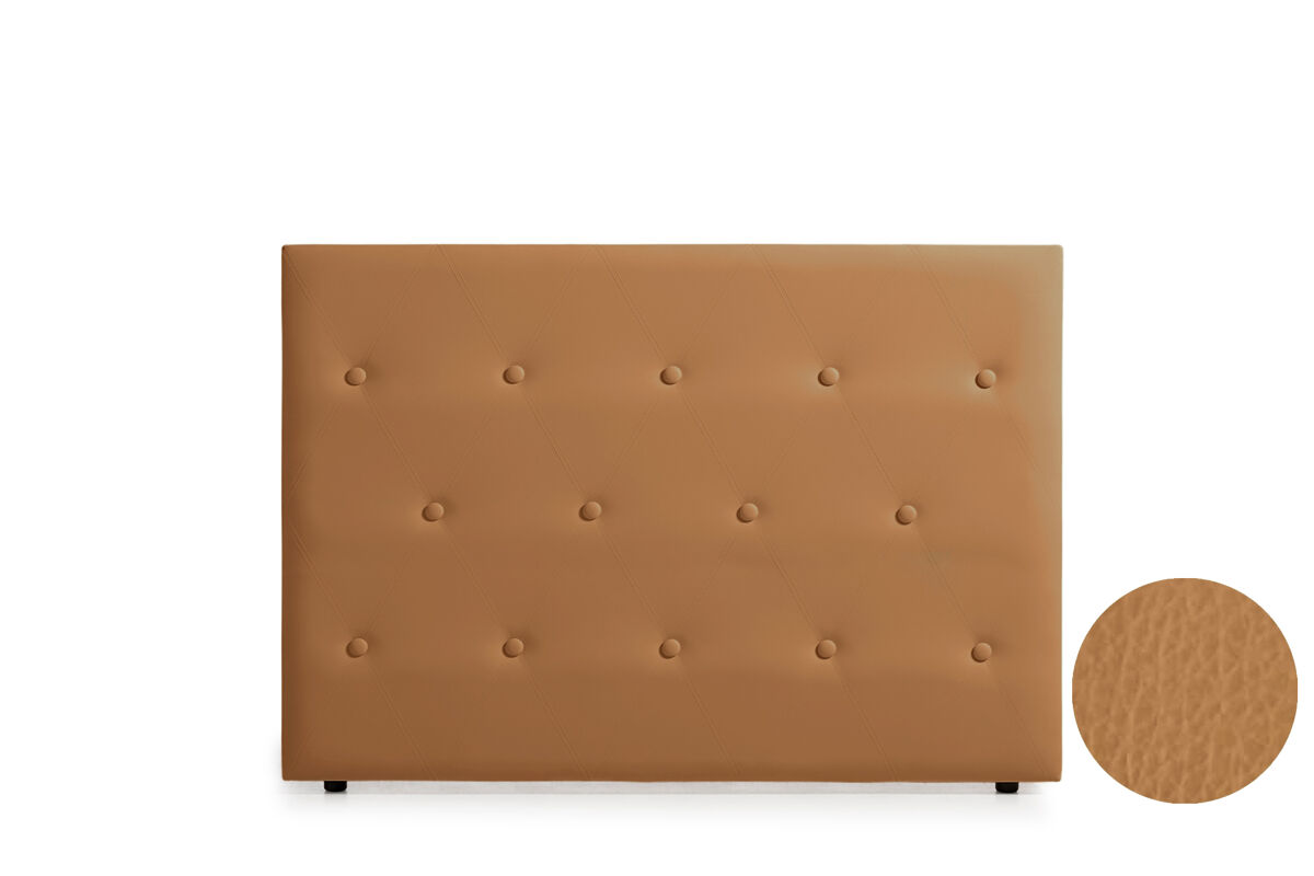 Cabeceira estofada venice pele sintética 130x115x12 cm - castanho claro - moonia