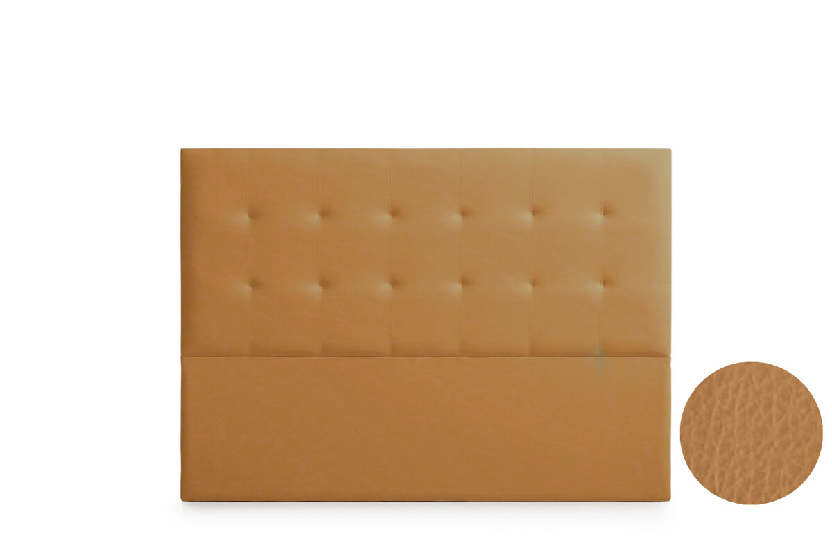 Cabeceira estofada astoria pele sintética 210x120x8 cm - castanho claro - moonia