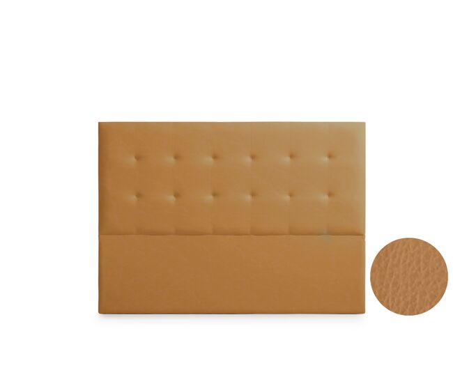 Cabeceira estofada astoria pele sintética 160x120x8 cm - castanho claro - moonia