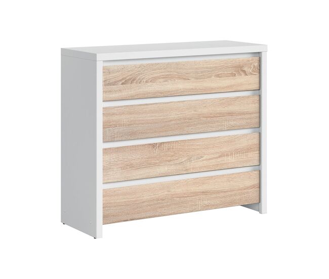 Cómoda 4 gavetas soren branco e madeira
