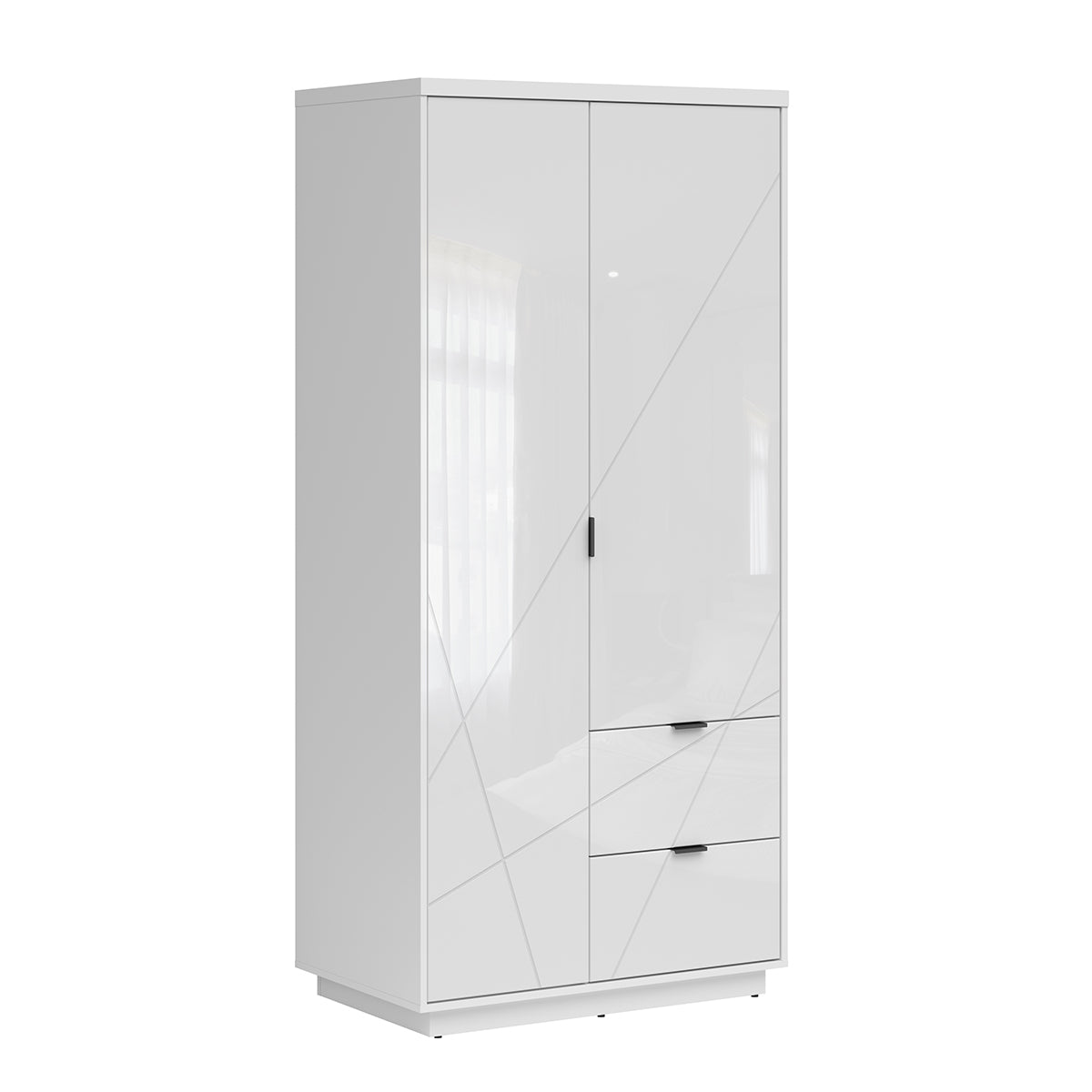 Armário sven de 2 portas e 2 gavetas branco