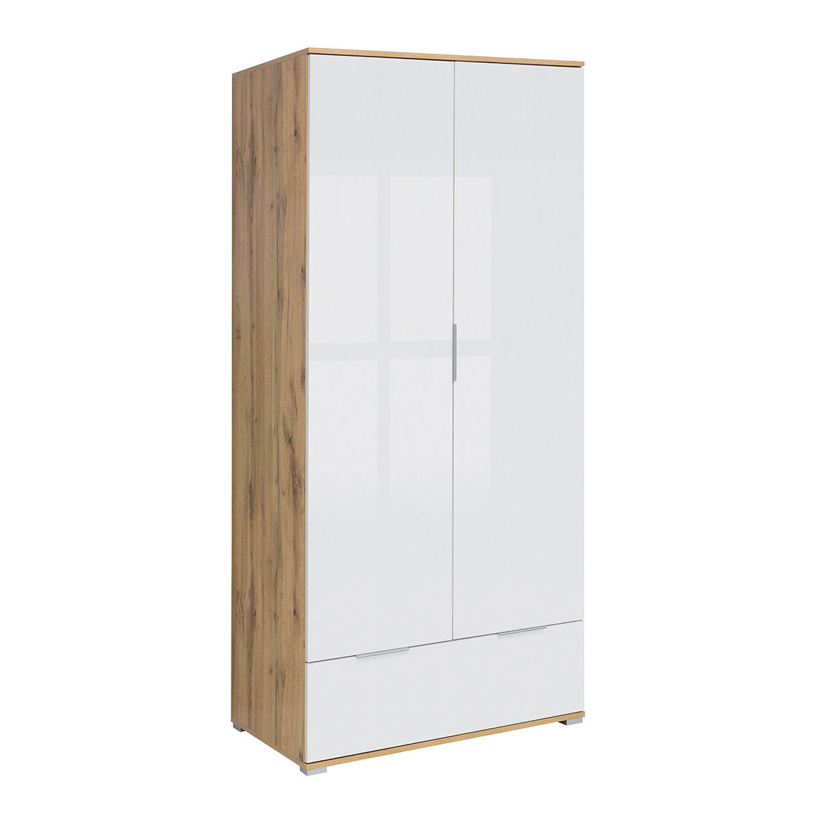 Roupeiro 2 portas 1 gaveta selma branco e madeira