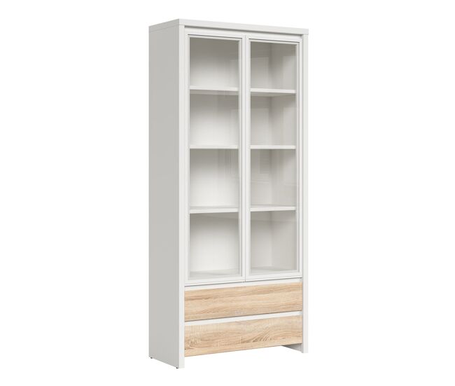 Armário para louça 2 portas 2 gavetas soren branco e madeira