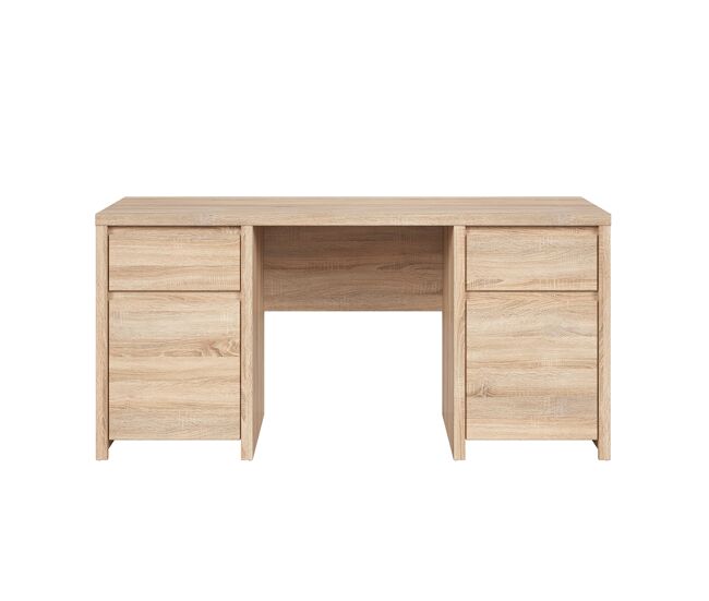 Secretária soren wood com 2 portas e 2 gavetas