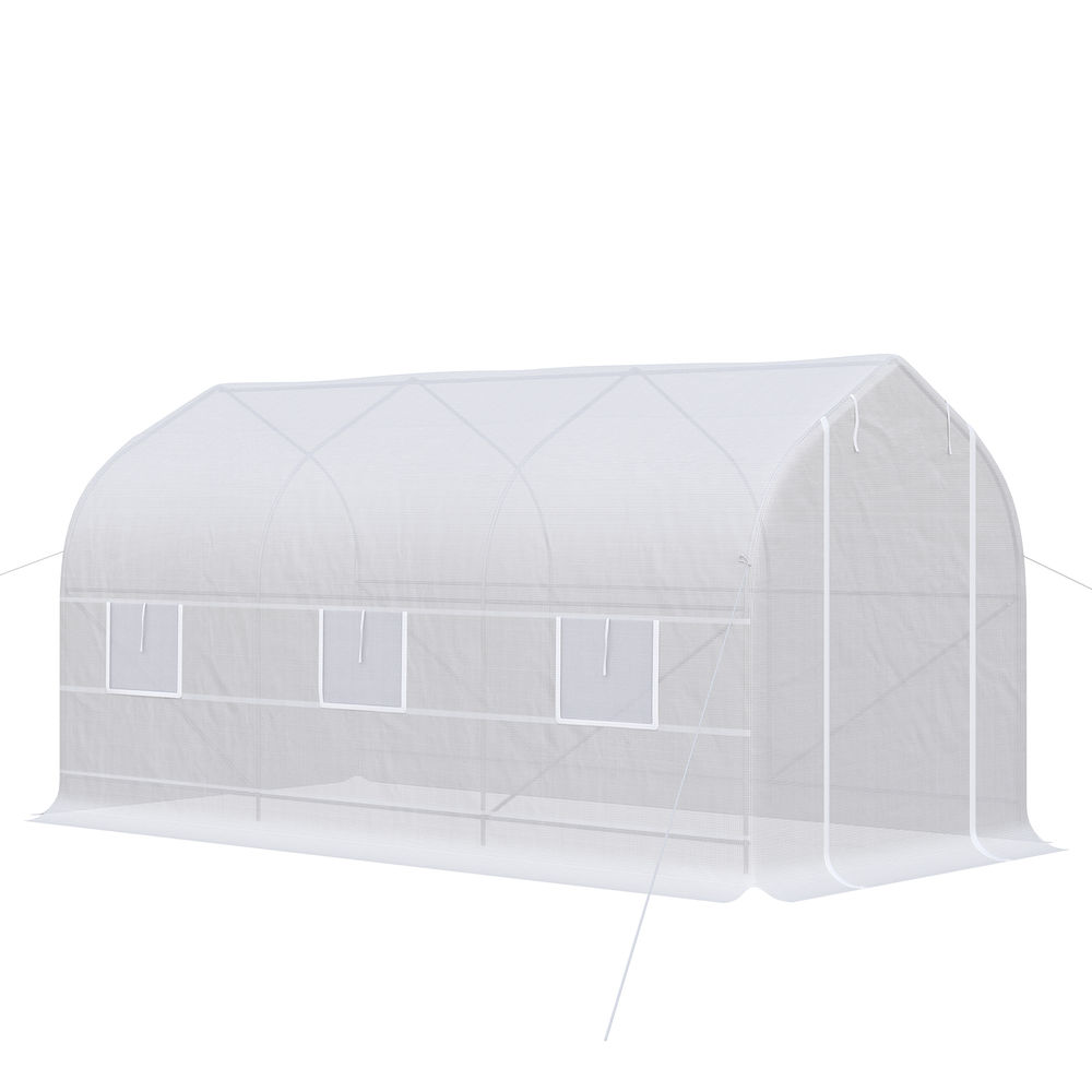 Outsunny estufa tipo túnel 400x200x200cm estufa de jardim com 6 janelas transpiráveis e portas enrolável com zíper para cultivo de plantas e verduras