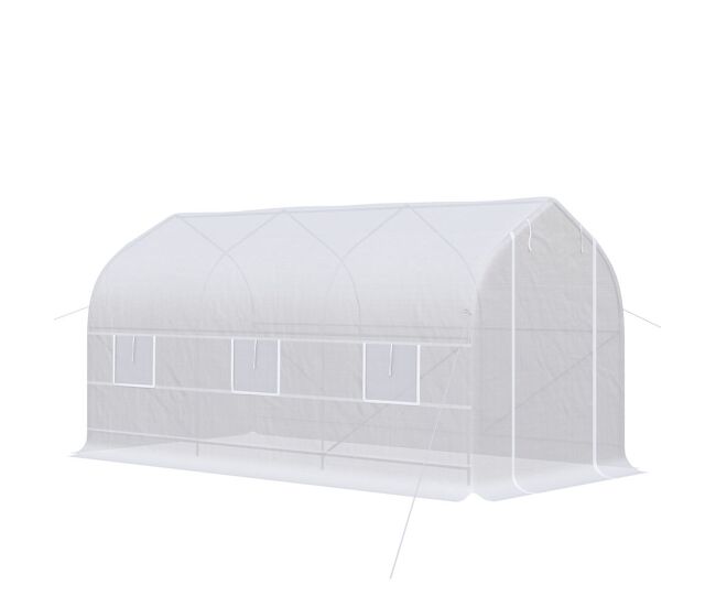 Outsunny estufa tipo túnel 400x200x200cm estufa de jardim com 6 janelas transpiráveis e portas enrolável com zíper para cultivo de plantas e verduras