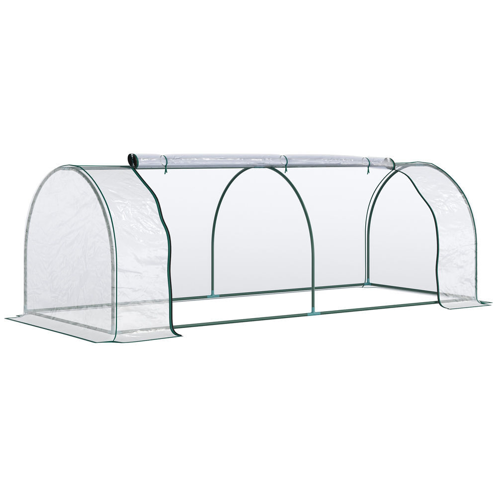 Outsunny estufa 250x100x80cm para jardim terraço cultivo de plantas estufa com estrutura de aço cobertura pvc transparente