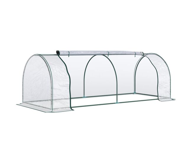 Outsunny estufa 250x100x80cm para jardim terraço cultivo de plantas estufa com estrutura de aço cobertura pvc transparente